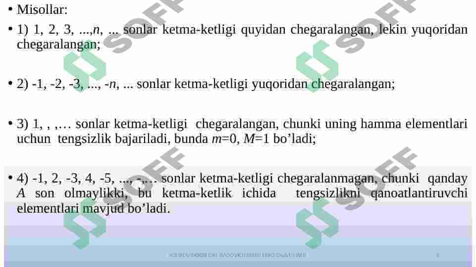 Sonli ketma-ketlik tushunchasi.  Ketma-ketlikning limiti. Funksiya  tushunchasi. Funksiya limiti. Funksiya limitini hisoblash. 6