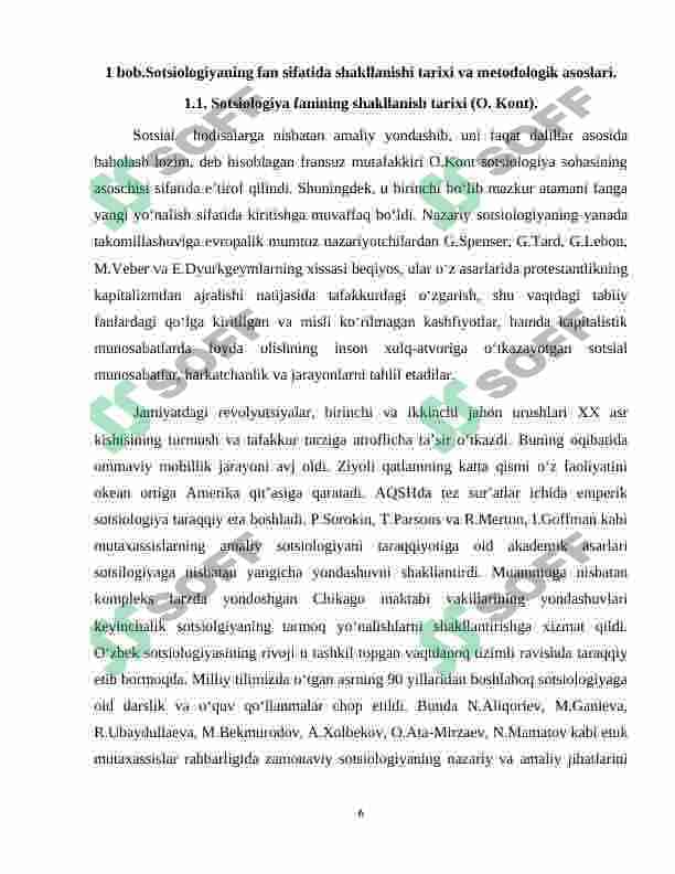 Sotsiologiya fan sifatida shakllanishi 6