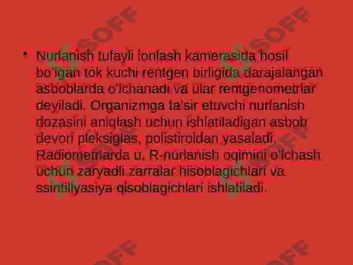 Sanitar dozimetrik Nazorat (Gigiyena) 6