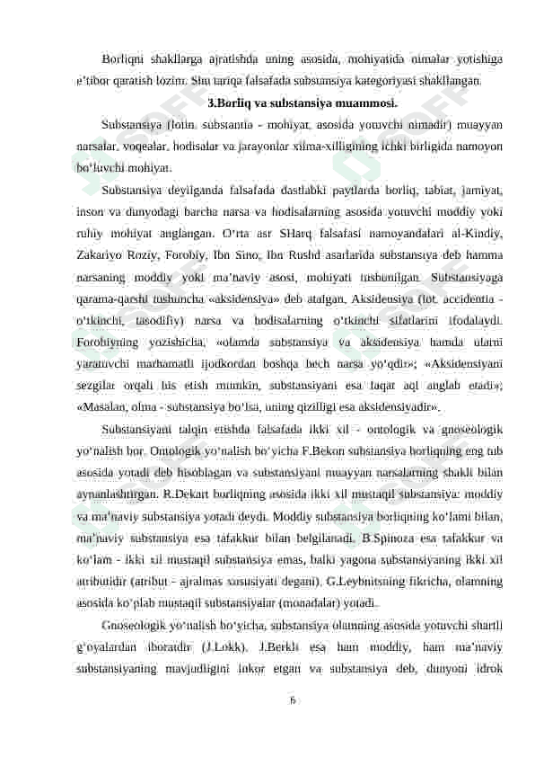 Falsafa va tabiiy ilmiy fanlarda borliqning mohiyatiga oid konsepsiyalar 6