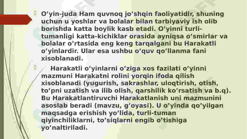 Milliy va harakatli o'yinlar. 6