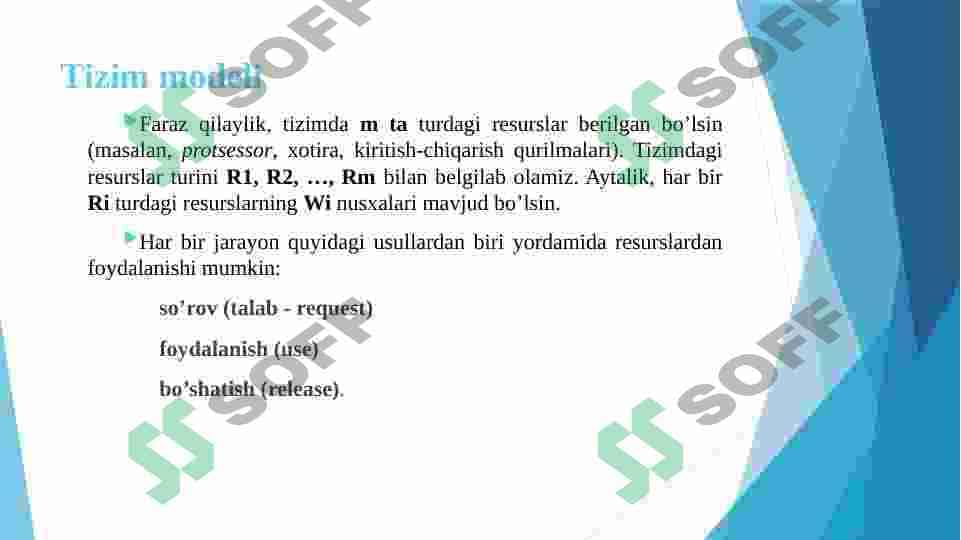 Operatsion tizimda "tupik" (deadlock) tushunchasi 6