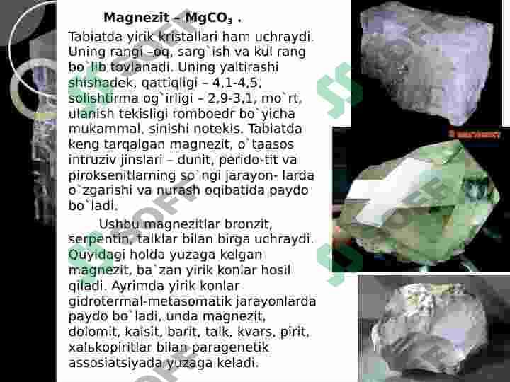 KARBONATLAR SINFI MINERALLARINI 6
