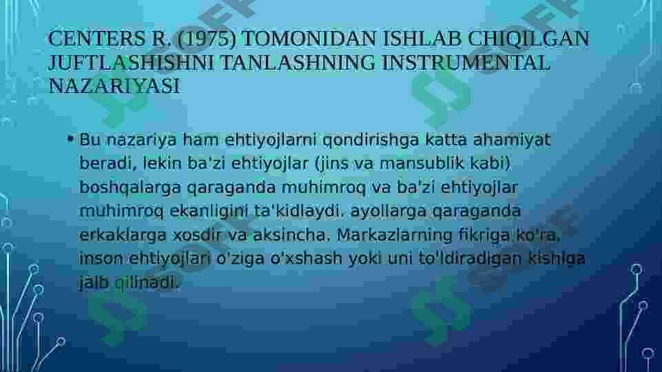 Umr yo’ldosh tanlash nazariyalari 7