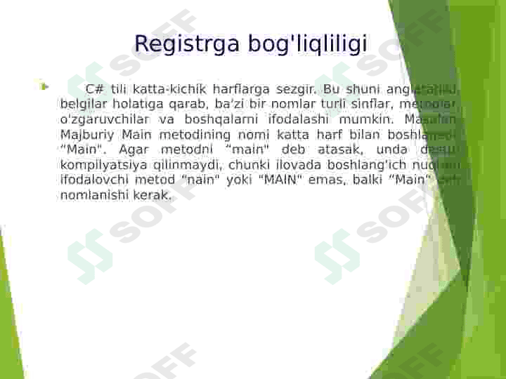 C# tilining tashkil etuvchilari haqida umumiy tushuncha. 7