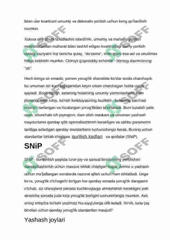Yashash xonalarida va boshqa xonalarda yoritish standartlari. Uyni yoritish 7