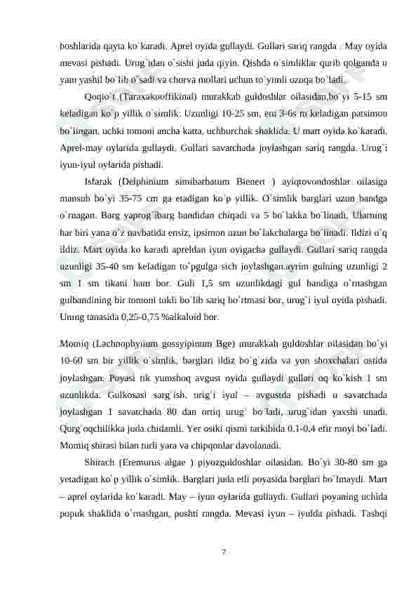 o'zbeksitonning tog', cho'l dashtlarida o'sadigan o'simliklari 7
