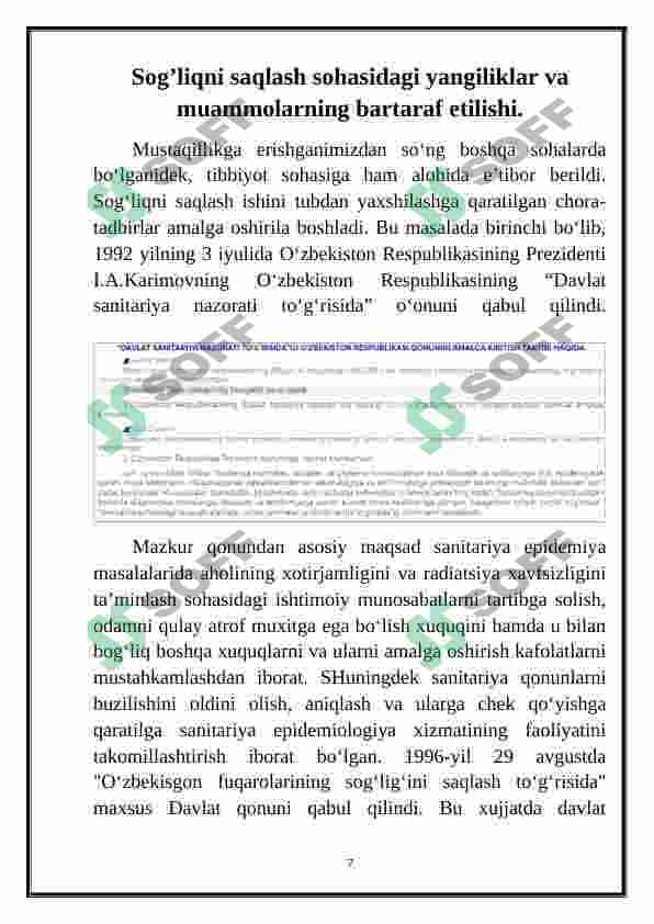 Mustaqillik yillarida O‘zbekistonda sog‘liqni saqlash sohasining rivojlanishi 7