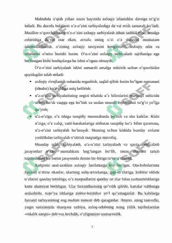 Komil insonni shakllantirishda mehnat tarbiyasining o’rni 7