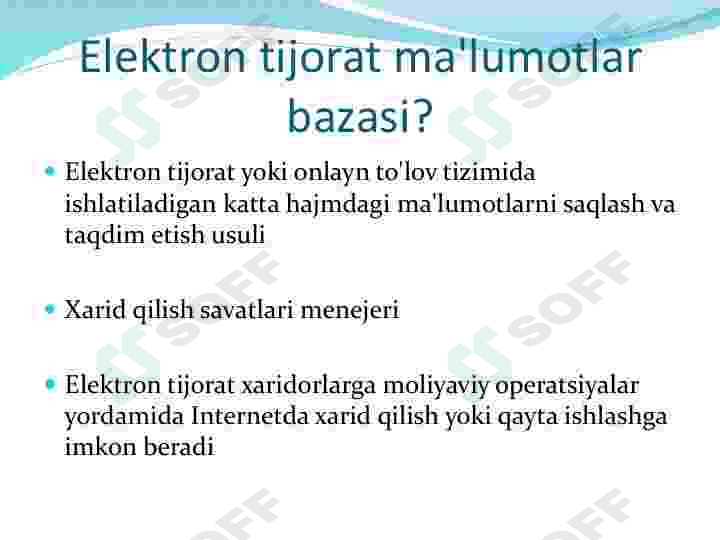 Ma‘lumotlar bazasi modellari va mohiyat-aloqa modeli. 7