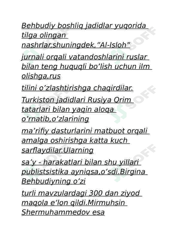 XX asr boshlarida Turkiston milliy matbuoti 7