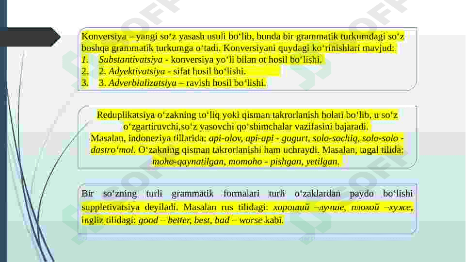 TILNING GRAMMATIK QURILISHI. GRAMMATIK KATEGORIYALAR. GRAMMATIK VOSITALAR. 7