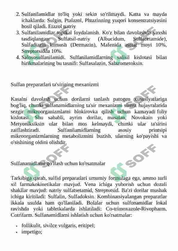 Sulfanilamid dori moddasini Yussx usulida aniqlash - YSSX 7