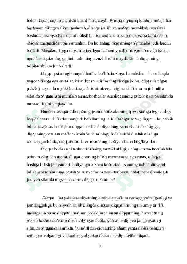 DIQQATNING NAORAT FUNKSIYASI 7