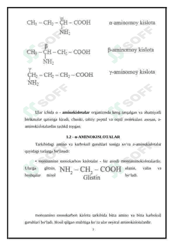 α - Aminokislotalar - kofermentlar, gormonlar va vitaminlarning tarkibiy qismi sifatida 7