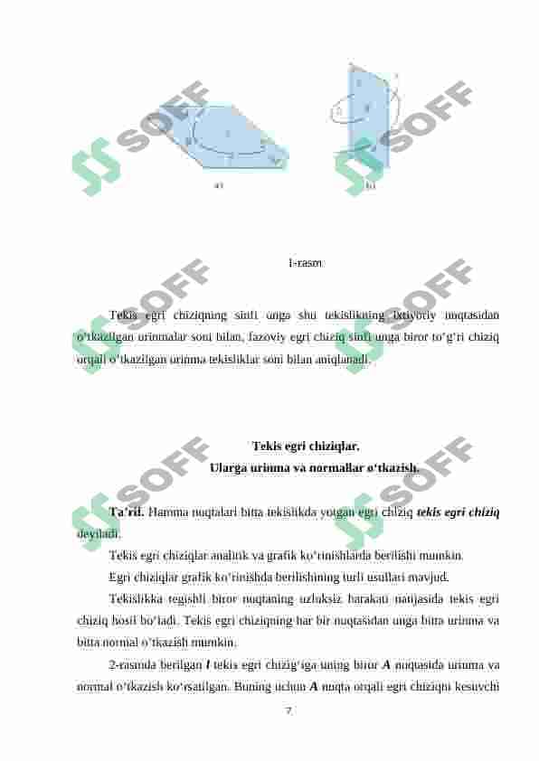 Chiziqninig urunmasi va normal tekislig 7