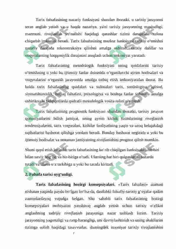 Tarix falsafasi va falsafa tarixi uyg‘unligi. 7