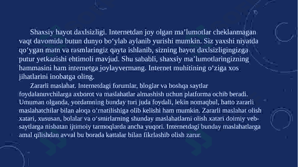 Internet xavf-xatarlari va ulardan saqlanish 7