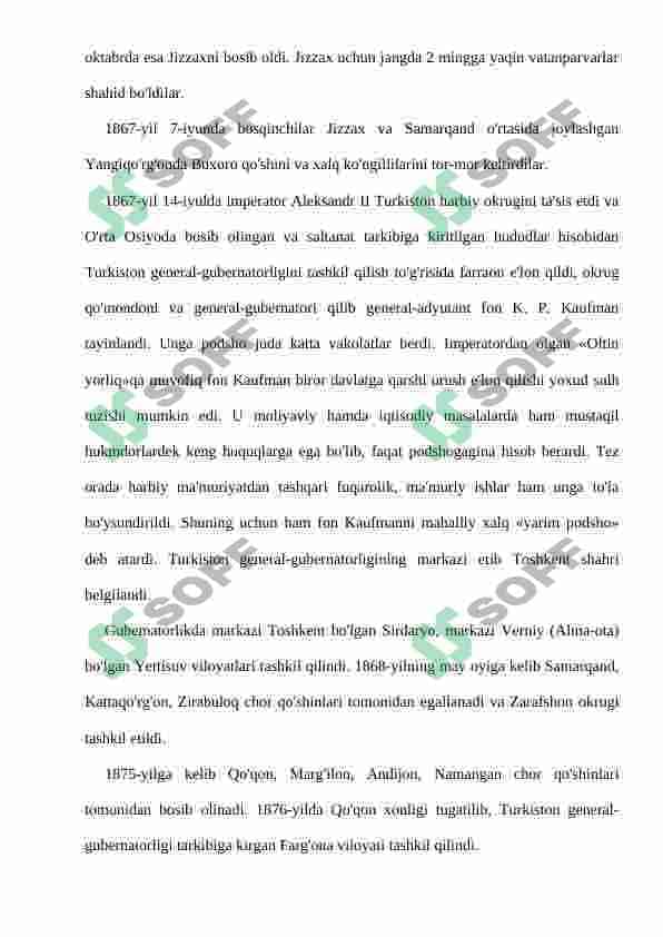 Chor Rossiyasining istilosi va mustamlakachilik tizimining o'rnatilishi 7