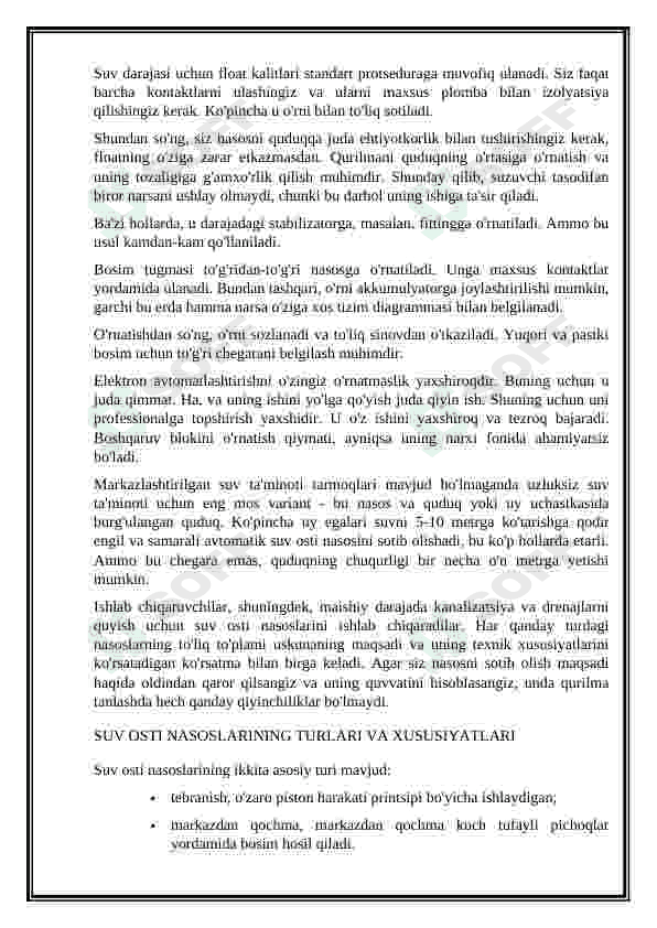 NASOS QURILMALARI NECHA XIL KO‘RINISHIDA O‘RNATILADI? 7