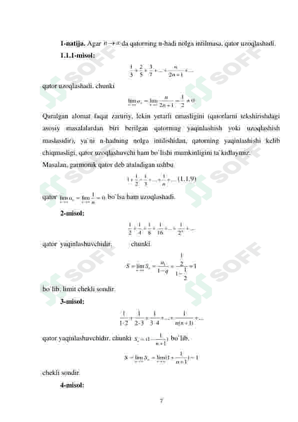 IKKI KARRALI QATORLARNING YAQINLASHISH TUSHUNCHASI. 7