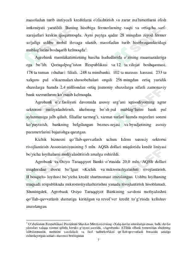 Amaliyot hisoboti agrobank 7
