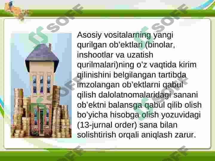 Asosiy vositalar ta'mirini hisobga olish 7