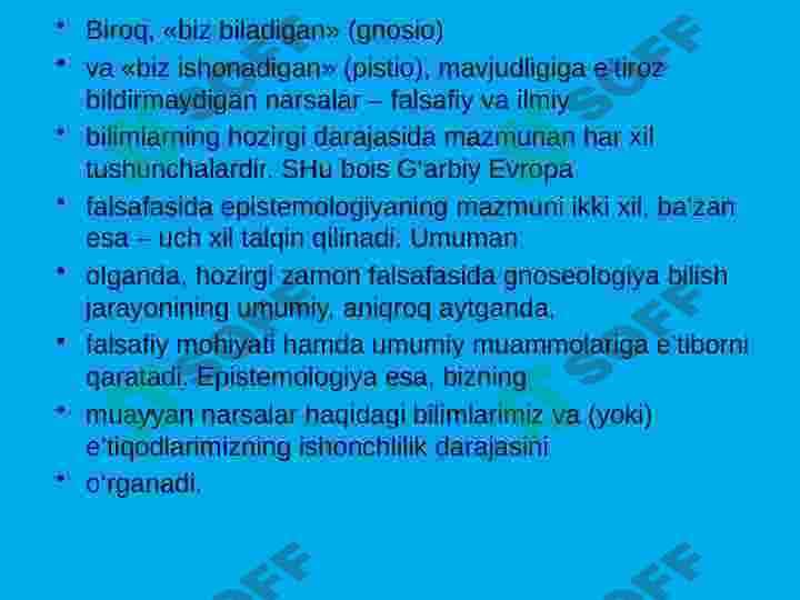 Bilish falsafasi (falsafa) 7