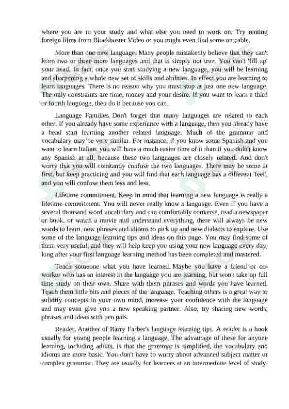 LANGUAGE ADVISORY TIPS AND ADVICE FOR LANGUAGE LEARNING 7
