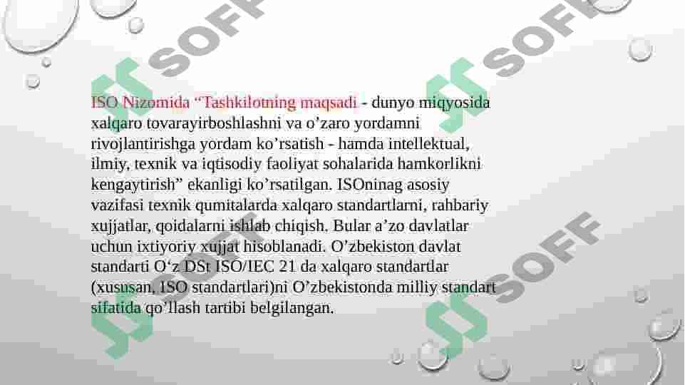 Metrologiya va standartlashtirish bo’yicha xalqaro tashkilotlar 7