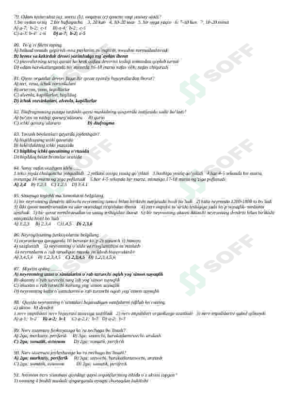 BIOLOGIY FANIDAN TESTLAR TO'PLAMI (JAVOBLI) 7