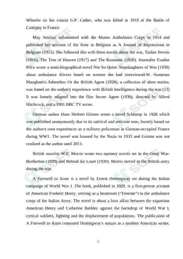 THE STATE OF LITERATURE AFTER THE FIRST WORLD WAR 7