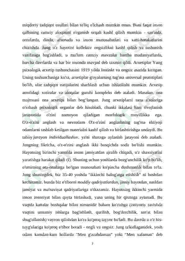 Analitik psixalogiyada shaxsning rivojlanishi 7