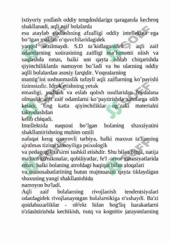 AQLI ZAIF BOLALAR OLIY ASAB FAOLIYATINING XUSUSIYATLARI 7