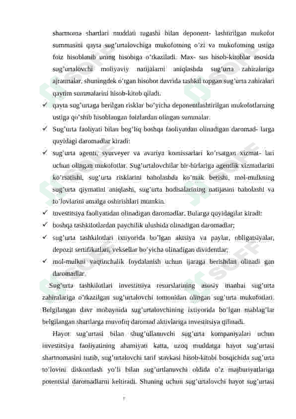 Sug'urta kompaniyalari moliyasining o‘ziga xos xususiyatlari 7