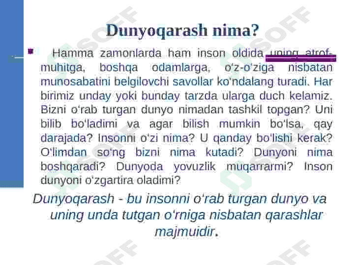 Dunyo qarashning mohiyati, tuzulishi va asosiy fungkiyalari 7