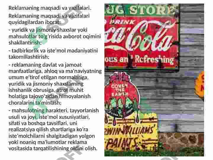 Reklamaning maqsadi va vazifalari 7