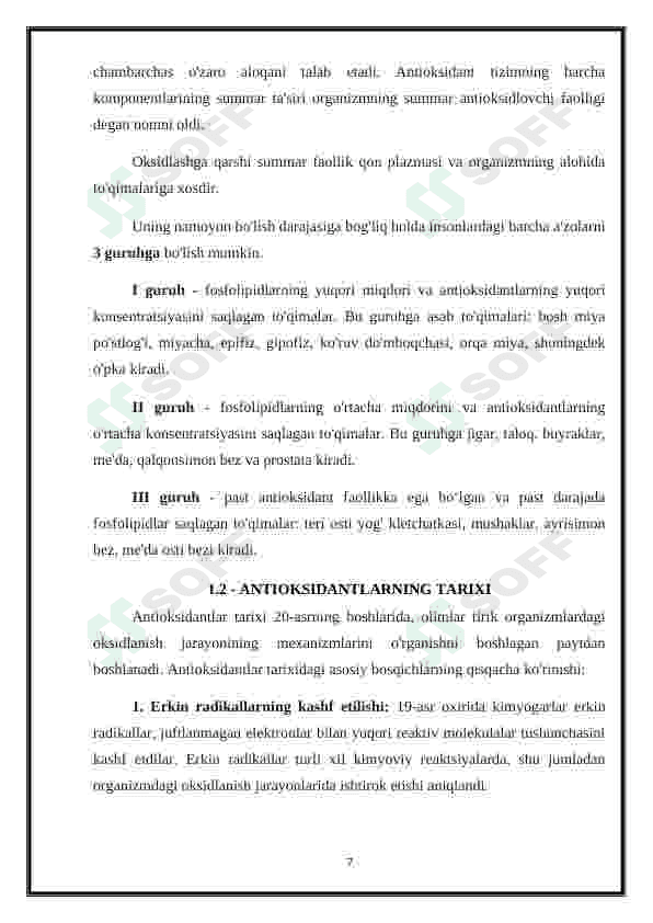 ANTIOKSIDANTLAR. ULARNING KLINIKADA QO'LLANILISHI 7