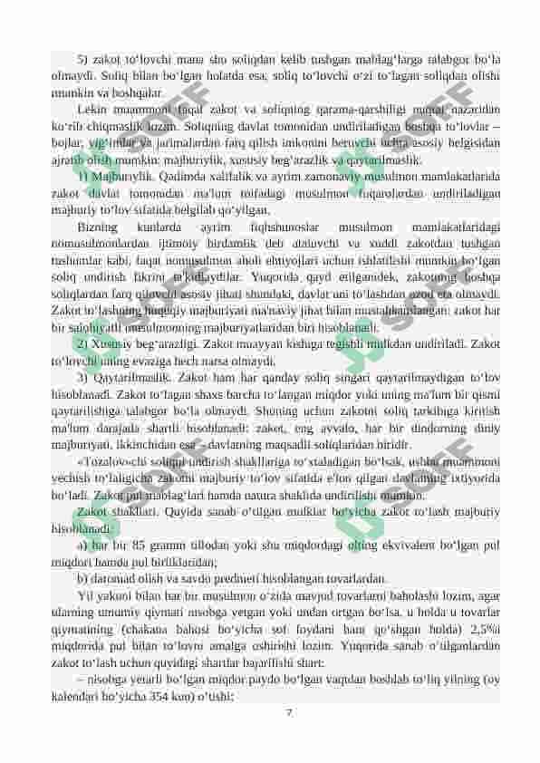 Islomda soliqning o'ziga xos xususiyatlari 7