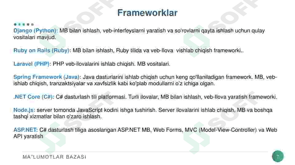 XML va ma‘lumotlar bazasi. 7