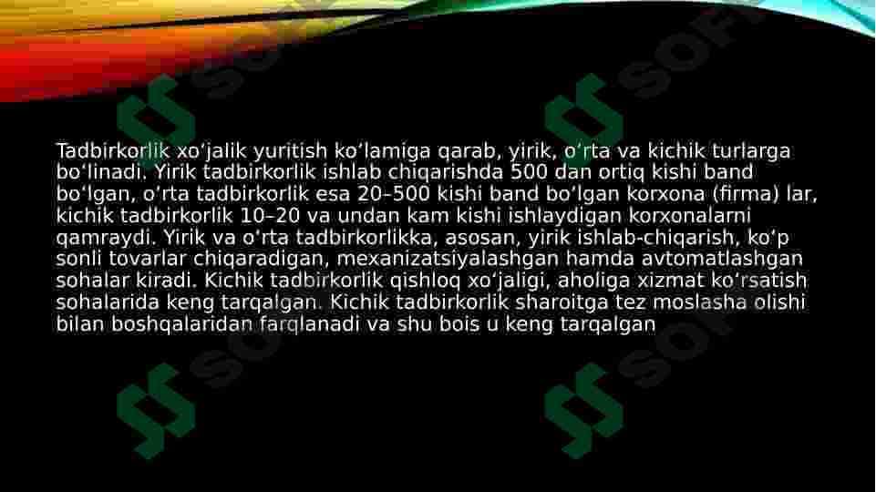 tadbirkorlik  shakllari va turlari 7