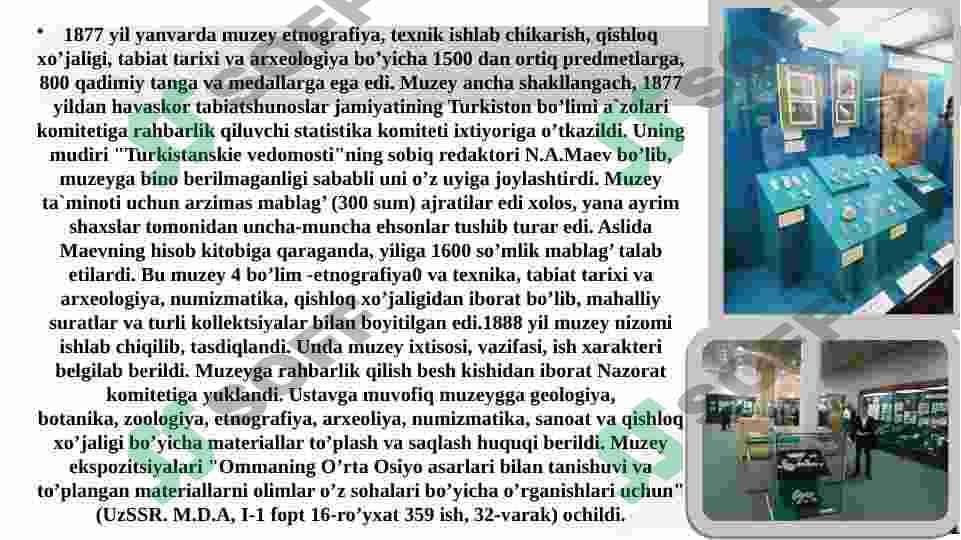 O'zbekistonda dastlabki muzeylarning vujudga kelishi 8