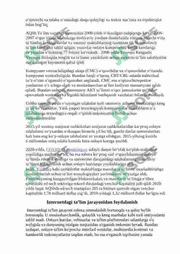 Internetda talim jarayonida foydalanishda bazi muammolar 8
