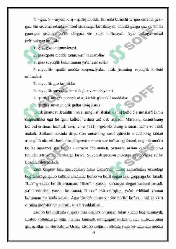 Dispers sistemalarning reologik belgilariga ko'ra tasnifi 8