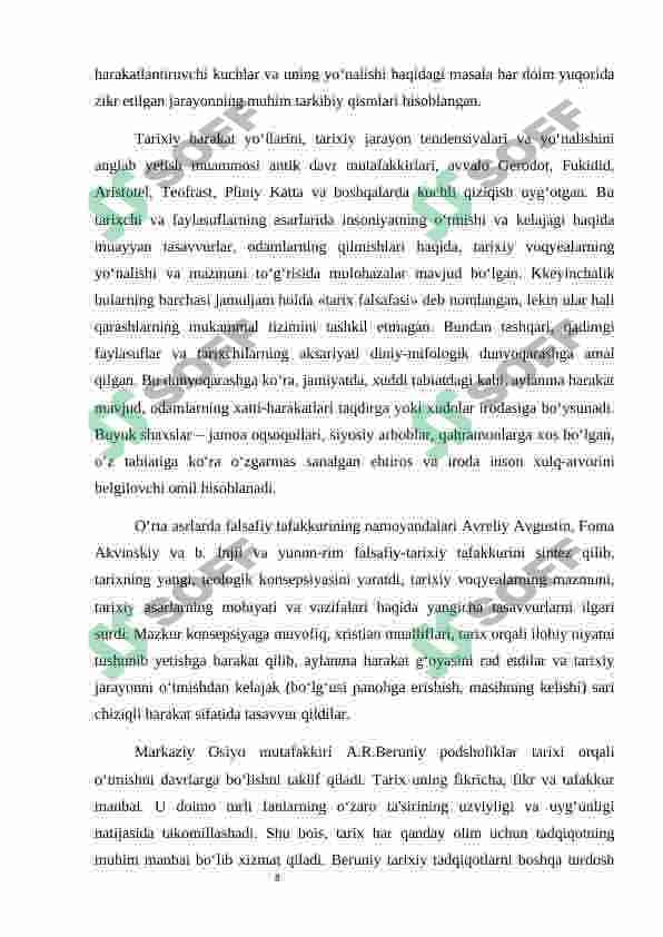 Tarix falsafasi va falsafa tarixi uyg‘unligi. 8