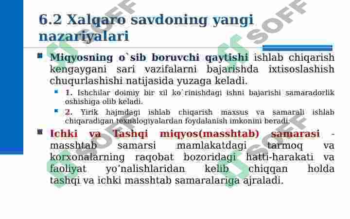 XALQARO SAVDO NAZARIYALARI 8
