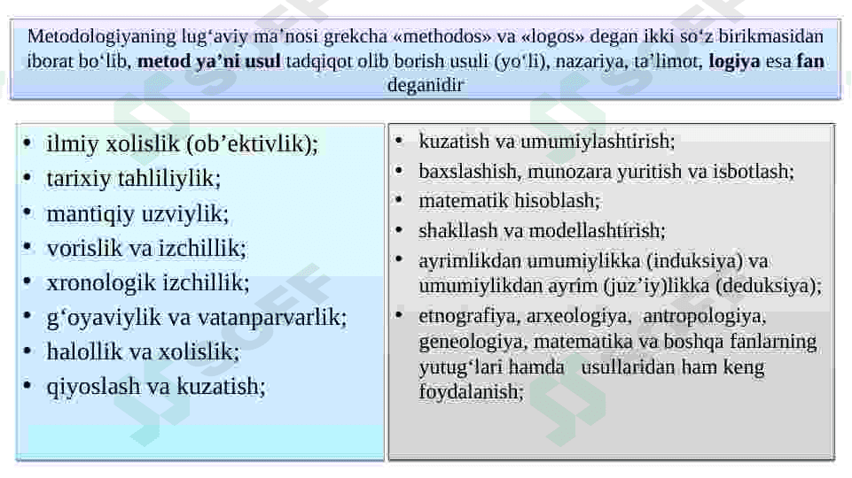 “O’zbekistonning eng yangi tarixi” o‘quv fanining predmeti, maqsadi va vazifalari, nazariy-metodologik tamoyillari. 8