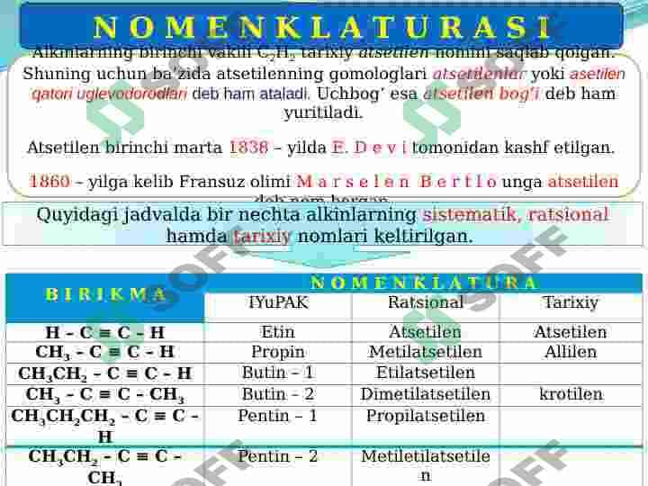 ALKINLAR. ATSETILENLAR HAQIDA UMUMIY TUSHUNCHA 8