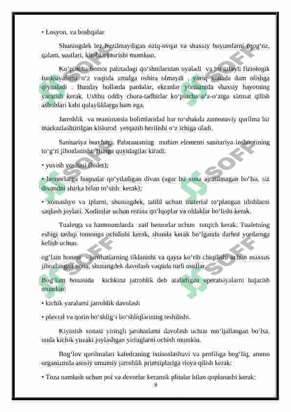 Jarrohlik bo'limini strukturasi va ish tartibi 8