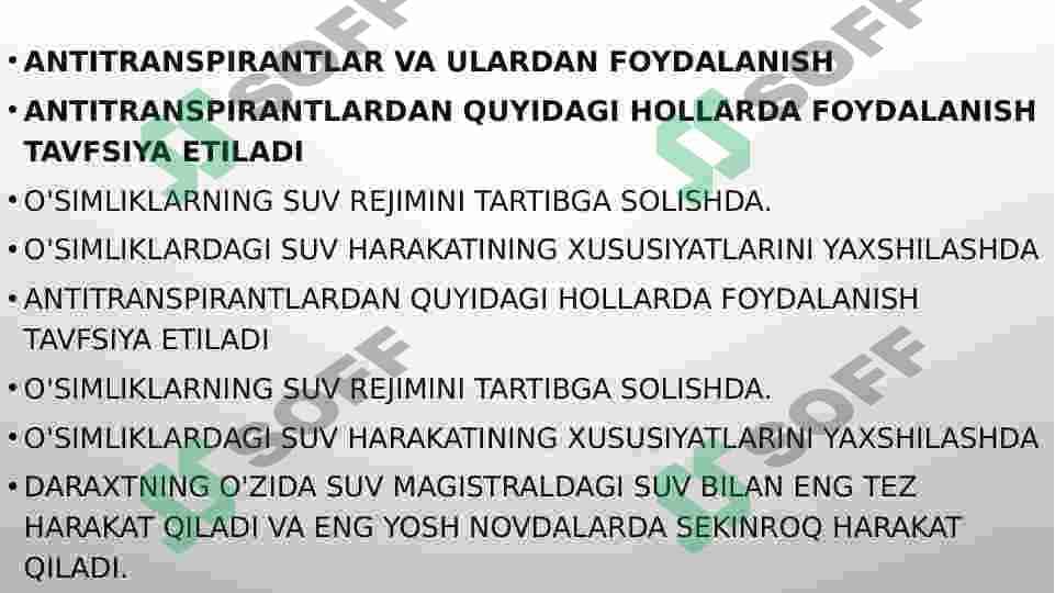 Antitranspiratlar va ularning ta'sir etish mexanizmlari 8